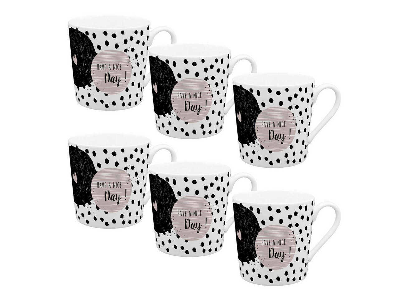 Geda Labels GmbH Tasse VE6 Home Time Have a nice Day, Porzellan, Weiß, 350ml, stapelbar Geda Labels GmbH Tasse VE6 Home Time Have a nice Day, Porzellan, Weiß, 350ml, stapelbar von Geda Labels GmbH