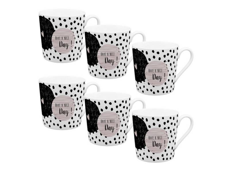 Geda Labels GmbH Tasse VE6 Home Time Have a nice Day, Porzellan, Weiß, 350ml, stapelbar Geda Labels GmbH Tasse VE6 Home Time Have a nice Day, Porzellan, Weiß, 350ml, stapelbar von Geda Labels GmbH