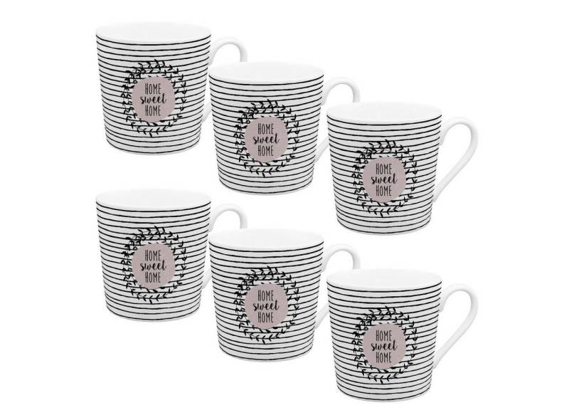 Geda Labels GmbH Tasse VE6 Home Time Home sweet Home, Porzellan, Weiß, 350ml, stapelbar Geda Labels GmbH Tasse VE6 Home Time Home sweet Home, Porzellan, Weiß, 350ml, stapelbar von Geda Labels GmbH