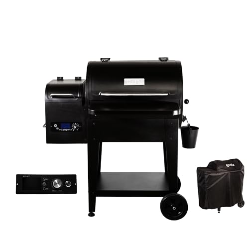 GEDA Grill Pelletsmoker 'Odin' 80°C - 265°C, Pelletgrill mit Direkt Feuer, Räucherofen inkl. Fleischsonde, ausklappbare Ablage, Smoker elektrisch ('ODIN 65', Controller Plus mit Wlan + Abdeckhaube) von Geda