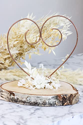 Ringhalter Most Beautiful Day mit Birke Baumscheibe und Trockenblumen für Hochzeit oder Dekoration in weiß von Gedankenwunder Manufaktur