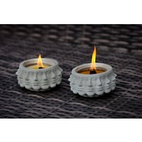 2Er-Set Beton Outdoor Kerze "Azteken Feuer" Mit Dauerdocht Lange Brenndauer Kerzenresten von GedankenwunderDecor