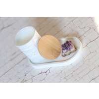 Betontablett Aus Beton Weiß Oval von GedankenwunderDecor