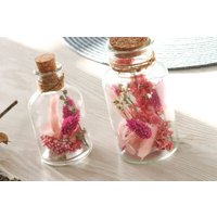 Trockenblumen Im 2-Set Glas Und Weiße Farbtöne Rosa von GedankenwunderDecor