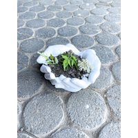 Weißer Beton Pflanzschale Hände Aus von GedankenwunderDecor