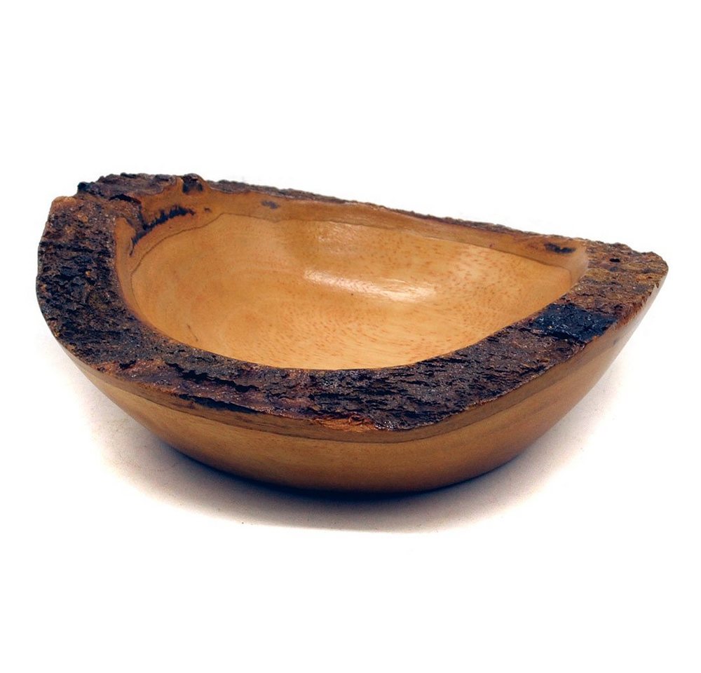 Gedeko Dekoschale Holzschale Mango Rund Oval, Schale aus Holz, mit Rand aus Baumrinde, lackiert von Gedeko