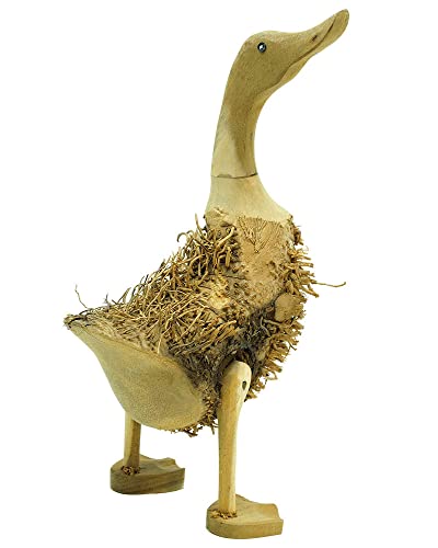 Gedeko Gartenfigur Ente Holz Wurzel Gartendeko Tier ca. 36-40 cm groß von Gedeko