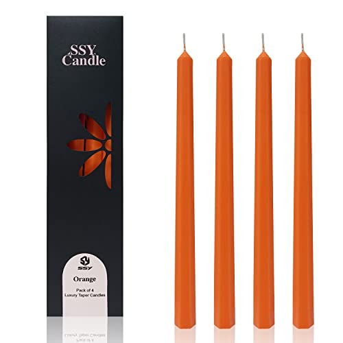 Spitzkerzen, orangefarbene Kerzenständer, 30,5 cm hoch, moderne Spitzkerzen, Bienenwachskerzen-Sets, handgefertigte lange Kerzen für Heimdekoration, Einweihungsgeschenkidee, 4 Stück (15#-Orange) von Gedengni