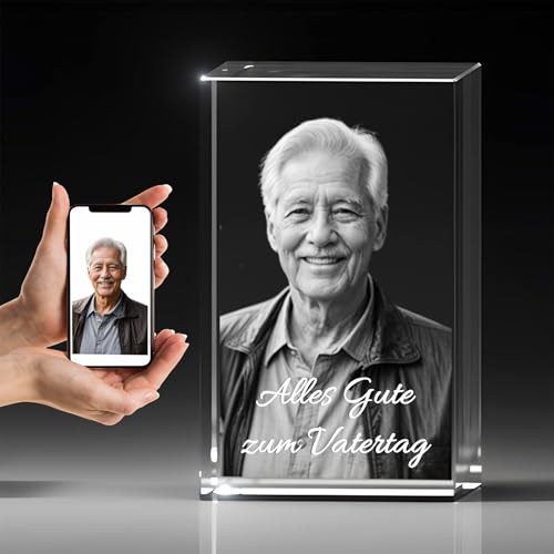 Gedenk Kristall – 3D Personalisiertes Fotogeschenk, ideal für Hochzeit, Jahrestag, Verlobung oder Valentinstag,Vatertagsgeschenk, perfektes Liebesgeschenk für Ihren Partner und Tierbesitzer von Gedenk Kristall