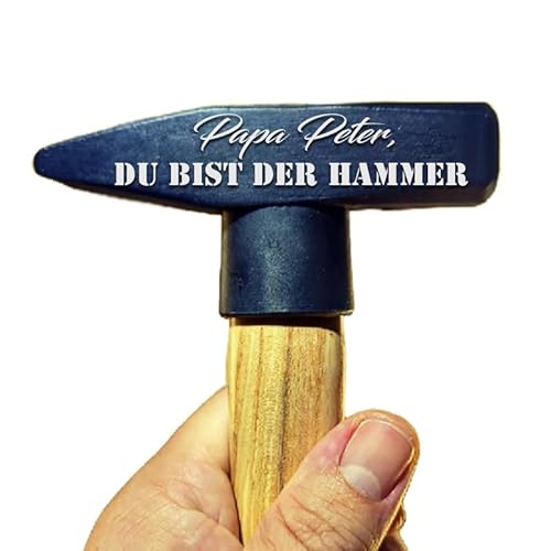 Gedenk Kristall Personalisierter Hammer - Vatertagsgeschenk für Papa, Geschenk Vatertag, Moderner Holzgriff, 300g, Schwarz, Flacher Edelstahlkopf für Männer und Frauen ZUM SELBST GESTALTEN von Gedenk Kristall