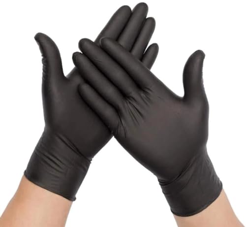 Gedikum Einweghandschuhe Schwarz 100 Stück/Box, Einmalhandschuhe, Nitrilhandschuhe puderfrei, Handschuhe Einweg latexfrei, Gummihandschuhe Einweg, Handschuhe Nitril, Einmalhandschuhe S, M,L&XL (M) von Gedikum