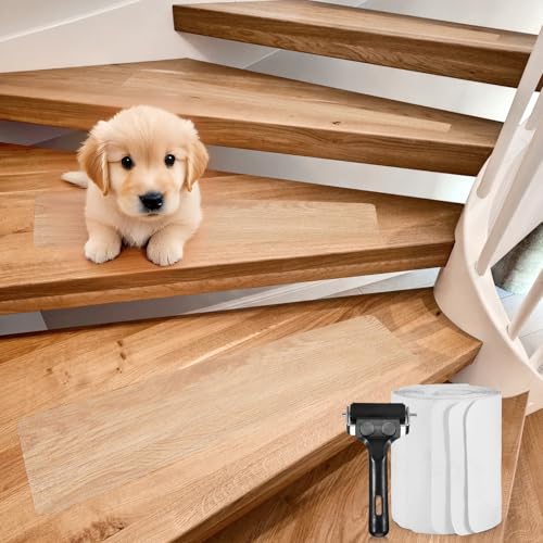 Gedlex 15 Stück Treppen Rutschschutz Transparent 61 x 15 cm, Anti Rutsch Treppenstufen Selbstklebend, Antirutschmatte Treppe, Weich und Bequem, Geeignet für Glatte Böden wie Holzböden, Fliesen, Glas von Gedlex