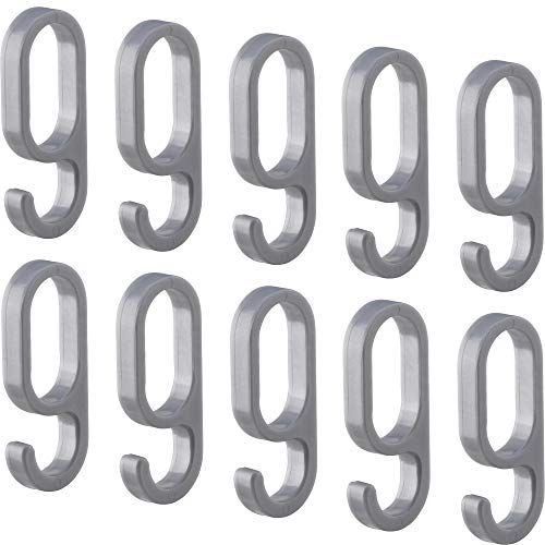 Gedotec Einhängehaken Kunststoff silber- für Schrankstange Oval H10623 | 10 Stück - Kleiderhaken für Ovalstangen | 60 x 23 mm (H x B) | Aufhänger - Haken zum Schieben auf das Oval-Schrankrohr von Gedotec
