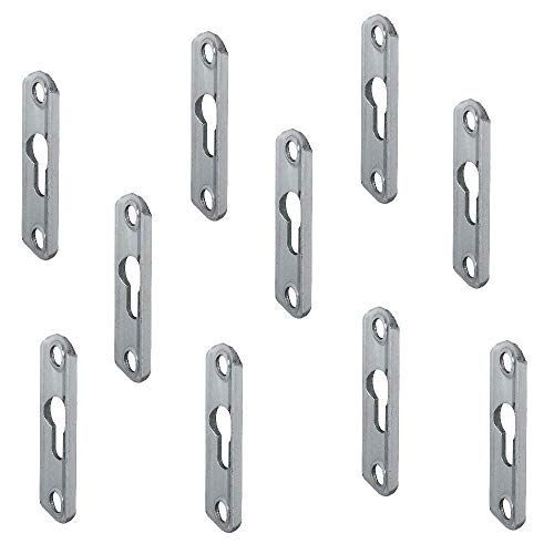 Linsenkopfbeschlag Metall Schrank-Aufhänger aus Stahl | 16 x 42 x 3,5 mm | Linsenkopfplatte versenkt einem mit Langloch | Einhängebeschlag zum Einlassen oder Schrauben | 10 Stück - Möbel-Aufhänger von Gedotec