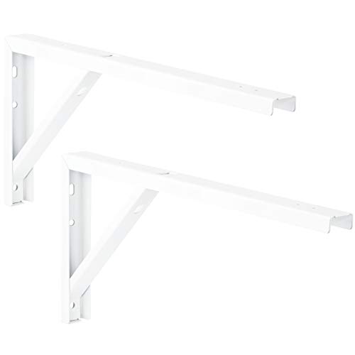 Gedotec Regal-Konsole Metall weiß Regalträger Tischverlängerung Metall Regalwinkel für die Tisch & Wand-Montage | Stahl weiß beschichtet | 300 x 30 x 180 mm | 2 Stück - Wandwinkel für Wand-Regale von Gedotec