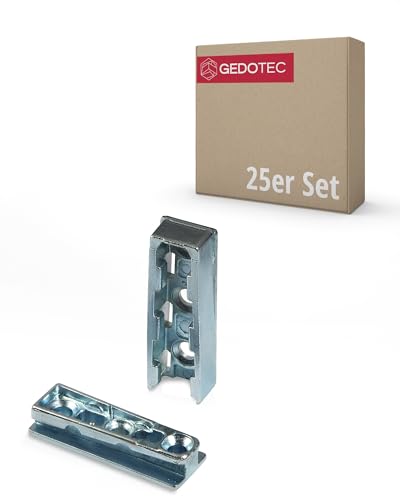 Gedotec Möbelverbinder aus Metall verdeckt | 25 Set Korpusverbinder | Bettverbinder SOLID | Einhänge-Verbinder Beschlag für Betten, Möbel & Metallbau | Tragkraft bis 250 kg | Holzverbinder unsichtbar von Gedotec