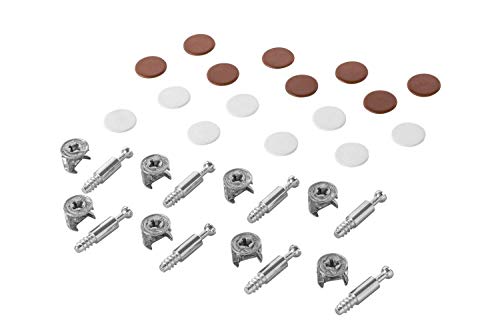Gedotec 1 Set - Möbelverbinder 15 mm braun & weiß | Exzenter Schrank-Verbinder | MINIFIX | Verbinder für Bohrloch Ø 5 mm | Komplett-Set - MADE IN GERMANY | Schraubverbinder für Holz-Möbel von Gedotec