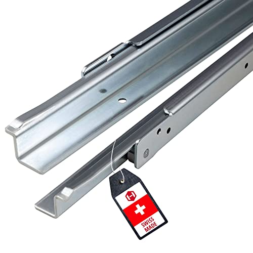 Gedotec Schubkastenauszug Schwerlast Rollenführung Teilauszug 1000 mm Schubladen-Schiene aufliegende Montage | FR206 | Tragkraft 100 kg | Stahl verzinkt | 1 Paar - Schwerlastauszüge für Küchenschränke von Gedotec