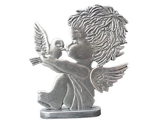 Gedona Geschenke der besonderen Art Engel mit Taube als stehende Figur von Hand patiniert (HxB) 7,0 x 6,5 cm Engel Figur Engeldeko Schutzengel Kommunion ohne Gravur von Gedona Geschenke der besonderen Art