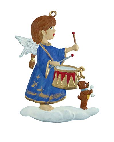 Engel mit Trommel beidseitig von Hand bemalt (HxB) 6,5 x 4,5 cm Christbaumschmuckanhänger Christbaumschmuck Weihnachtsbaumanhänger, Weihnachten von Gedona Geschenke der besonderen Art