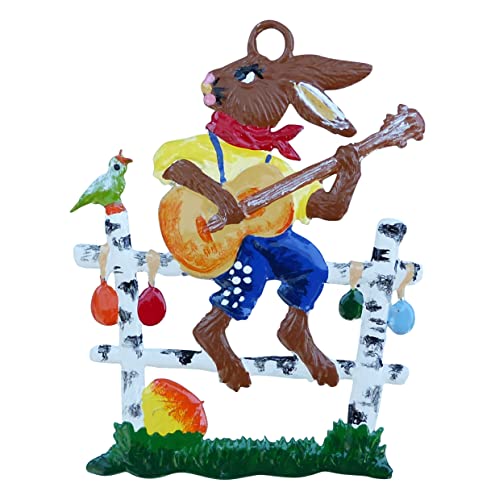 Gedona Geschenke der besonderen Art Osterhase beim Gitarre Spielen beidseitig von Hand bemalt (LxH) 4,5 cm x 5,7 cm Osterdeko Osterfigur Ostern von Gedona Geschenke der besonderen Art