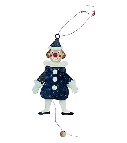 Hampelmann Pierrot Clown beidseitig von Hand bemalt (BxH) 7,0 x 6,0 cm Christbaumschmuckanhänger, Ganzjahresanhänger Weihnachtsbaumanhänger, Weihnachten von Gedona Geschenke der besonderen Art