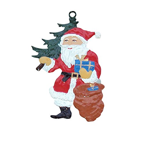 Nikolaus mit Tannenbaum als hängende Figur von Hand bemalt (HxB) 7,0 x 4,5 cm Christbaumschmuckanhänger, Weihnachtsbaumanhänger von Gedona Geschenke der besonderen Art