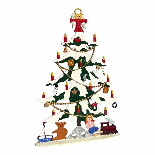 Tannenbaum mit Schnee stehend beidseitig von Hand bemalt Weihnachtsaufsteller (HxB) 16 x 11 cm Christbaumschmuckanhänger Weihnachtsbaumanhänger, Weihnachten von Gedona Geschenke der besonderen Art