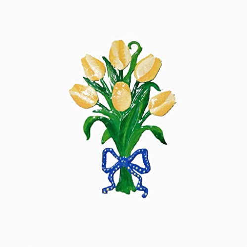 Tulpenstrauß mit gelben Tulpen als hängende Figur beidseitig von Hand bemalt (HxB) 7,0 cm x 5,0 cm zur Osterzeit Ostern Muttertag Valentinstag Frühlingsstrauß Frühlingsdeko Blumenstrauß von Gedona Geschenke der besonderen Art