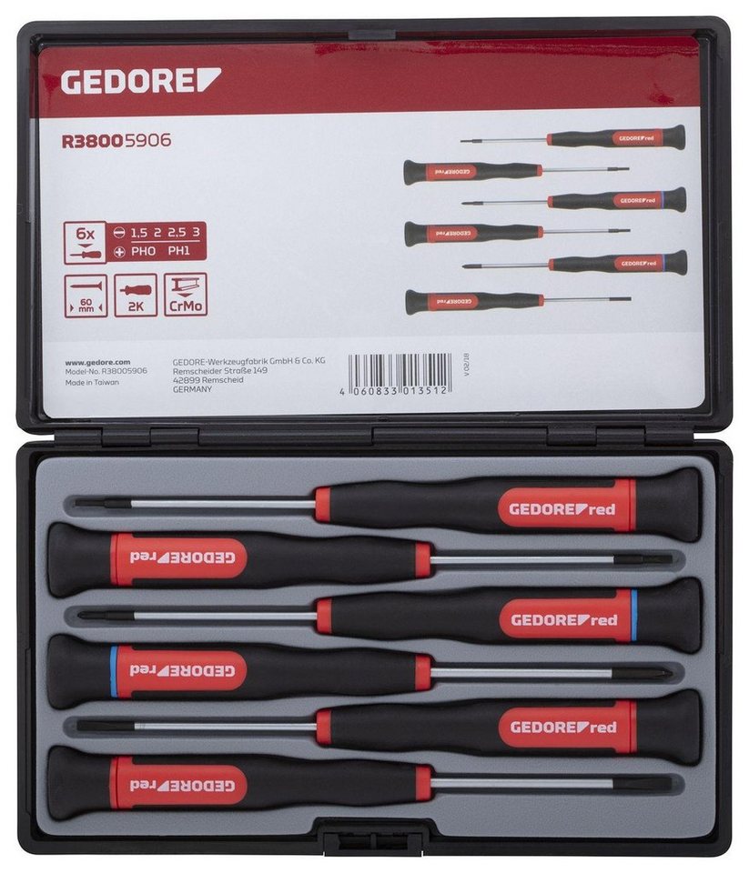 Gedore Red Bit-Schraubendreher R38005906 2K-Elektronikschraubendreher-Satz PH+SL 6-teilig von Gedore Red