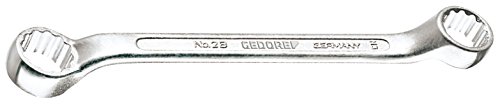GEDORE 2 B 8x9 Doppelringschlüssel, kurz, flach gekröpft, geschmiedet, Ring dünnwanding und 10° abgewinkelt mit UD-Profil, DIN 838, 8x9 mm von GEDORE
