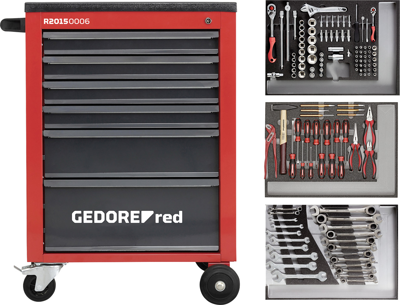 Gedore Werkstattwagen mit Werkzeugeinsatz MECHANIC rot 129-teilig von Gedore