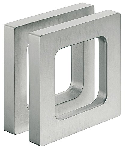 GedoTec Design Möbelgriff Alu silber Glastürgriff zum Kleben Muschelgriff eckig für Glastüren - KANT | Griffmuschel zum Aufkleben | 75 x 75 x 10 mm | 1 Paar - Türgriff für Schiebetüren & Zimmertüren von Gedotec