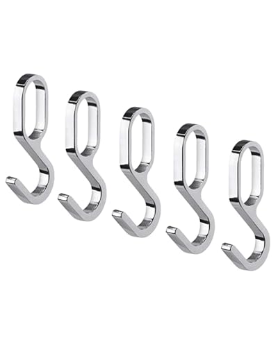 GedoTec Metall Kleiderhaken für Schrankstange | OVAL | 5 Stück - Metall-Haken zum Einhängen | Stahl verchromt poliert | passend für ovales Schrankrohr 30 x 15 mm | Kleider-Haken für Kleiderstange von Gedotec