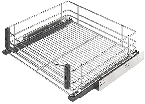 GedoTec Unterschrank-Frontauszug Schrankauszug mit Gitterkorb | Vollauszug mit Soft-Closing Dämpfung | Küchen-Auszug für Korpusbreite: 600 mm | Tragkraft: 30 kg | 1 Garnitur mit Gitter-Auszugsboden von Gedotec