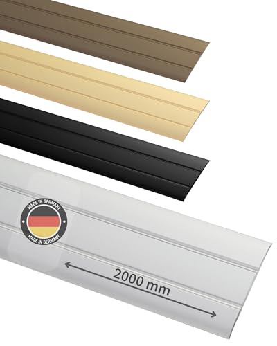 Gedotec Übergangsprofil selbstklebend Silber 2000 mm Alu | Länge 2m, Breite 37 mm | Made in Germany | Übergangsschiene Aluminium eloxiert, Übergangsleiste ohne bohren, Abdeckleiste von Gedotec