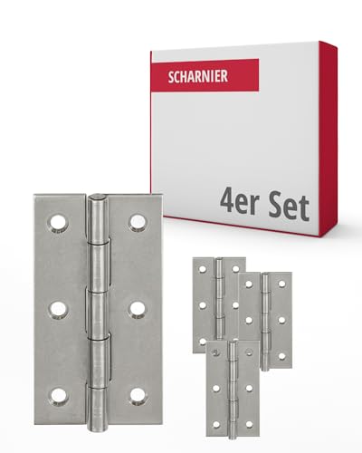Gedotec Aufschraub-Scharnier aus Edelstahl V2A | 10 Stück Möbel-Scharnier - rechteckige Ausführung | DIN 7954 A | mit gehärtetem Stift | Länge: 80 mm | Breite: 41 mm | zum Schrauben | Klappenscharnier von Gedotec