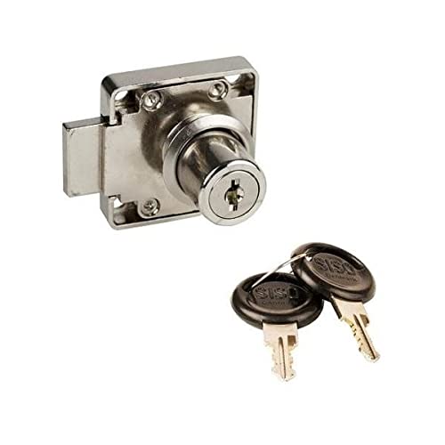 Gedotec Aufschraubschloss Metall vernickelt | 1 Stk Kastenschloss mit Schlüssel | RIM LOCK | Maße 19 x 22 mm | Schloss verschiedenschließend - Anschlag Rechts | Kastenschloß gartenhaus türschloss von Gedotec