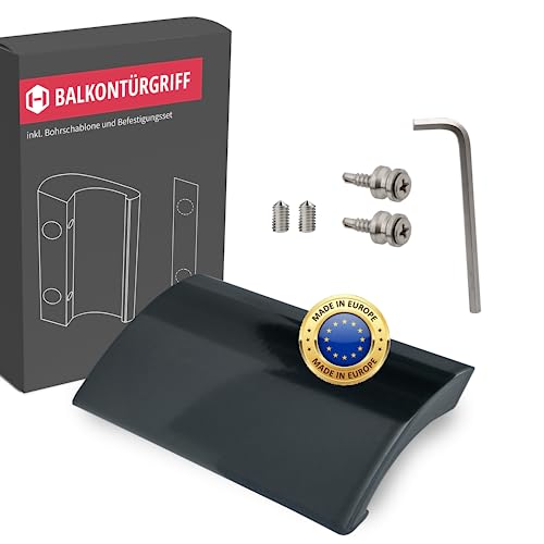 Gedotec Balkontürgriff außen Aluminium [Made in EU] Stabiler Balkontür Griff mit Schrauben I Griff Balkontür außen in Grau I Terassentürgriff außen mit einer Länge von 82mm I Türgriff Balkontür außen von Gedotec