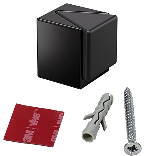 Gedotec Boden-Türpuffer Edelstahl Türstopper eckig - KIRA | Gummi-Puffer für Boden-Montage | Anschlagpuffer Metall zum Schauben oder Kleben | 1 Stück - Design Stopper schwarz mit Befestigungsmaterial von Gedotec