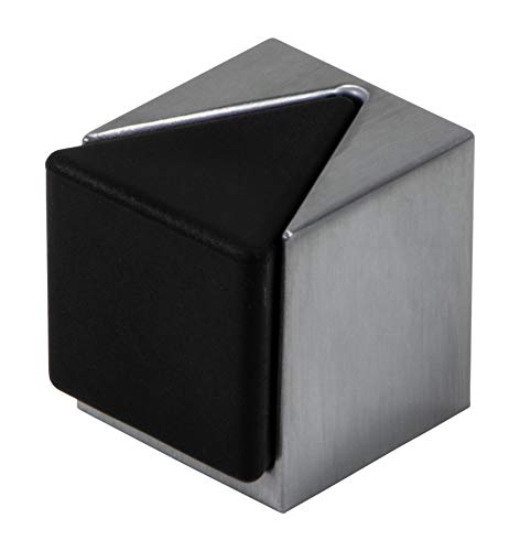 Gedotec Boden-Türpuffer Edelstahl Türstopper eckig - KIRA | Gummi-Puffer für Boden-Montage | Anschlagpuffer Metall zum Schauben oder Kleben | 1 Stück - Design Stopper silber mit Befestigungsmaterial von Gedotec