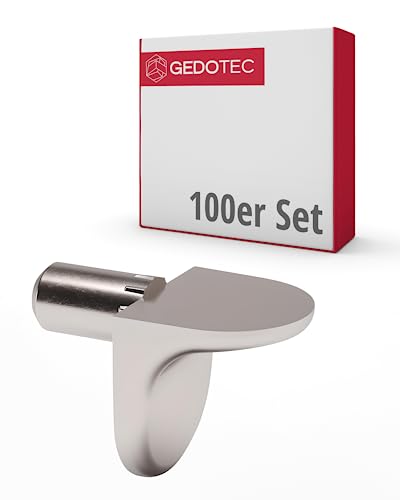 Gedotec Bodenträger aus Metall | 100 Stück | Bohrloch-Ø 5 mm | perfekt geeignet für Holzböden | DAN | Möbel-Tablarträger zum Einstecken | Fachboden-Träger | Einsteck-Bodenträger | Winkel-Bodenträger von Gedotec
