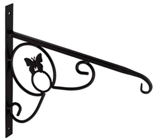 Gedotec Deko Metall Pflanzen-Halterung | 1 Stück Balkon Deko SCHMETTERLING aus Stahl | Blumenampel-halter schwarz rustikal | Gartendeko Metall für Hängeampeln | Pflanzen Deko Schrauben Aufbewahrung von Gedotec