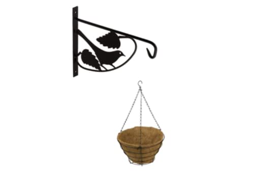 Gedotec Deko Metall Pflanzen-Halterung | 1 Stück Balkon Deko Vogel aus Stahl | Blumenampel-Halter schwarz rustikal | Gartendeko Metall für Hängeampeln | Pflanzen Deko Schrauben Aufbewahrung von Gedotec