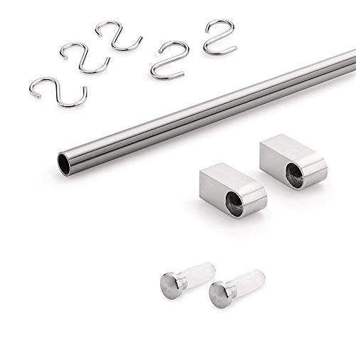 Gedotec Design Küchenreling Chrom Relingsystem Küche | verchromt poliert | Reling-Set Länge 900 mm | Reling-System mit 5 S-Haken mit Befestigungsmaterial | 1 Komplett-Set - Küchenleiste aus Metall von Gedotec