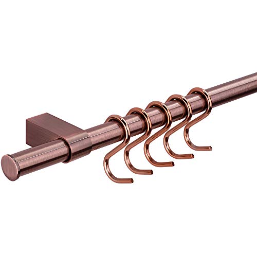 Gedotec Design Küchenreling Wand-Relingsystem Küche | Messing Bronze matt | Reling-Set Länge: 600 mm | Reling-System mit 5 S-Haken mit Befestigungsmaterial | 1 Komplett-Set - Küchenleiste aus Metall von Gedotec