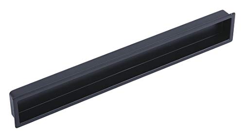 Gedotec Design Muschelgriff versenkt Schiebetürgriff eckig - CUBIC schwarz | Griff-Schale 160 x 24 mm | Einlassgriff Metall schwarz matt | Griffmuschel zum Einlassen | 1 Stück - Möbelgriff Schiebetür von Gedotec