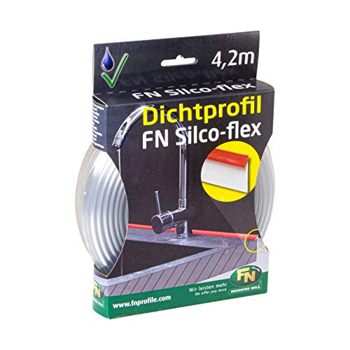 Gedotec Dichtband FN Silco-Flex Abdichtungsprofil mit Dichtlippe transparent | 1 Packung - Dichtungsband 4,2 Meter | NH10000 | Fugenfüller für Arbeitsplatten oder Möbelplatten | flexibler Kunststoff von Gedotec