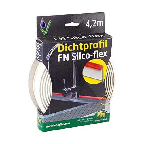 Gedotec Dichtband FN Silco-Flex Abdichtungsprofil mit Dichtlippe weiß | 1 Packung - Dichtungsband 4,2 Meter | NH10000 | Fugenfüller für Arbeitsplatten oder Möbelplatten | flexibler Kunststoff von Gedotec