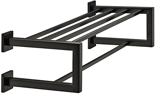 Gedotec Doppel-Handtuchhalter | H3205 | Handtuchablage schwarz matt gebürstet | 1 Stück | Handtuchstange eckig Wandmontage Länge 600 mm | Messing PVD-Beschichtet | rostfrei | Wand-Ablage für Bad & WC von Gedotec